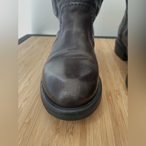 Vera Wang Ozita Leather Layered Brown Moto Boots Women’s Size 6.5 - Picture 6 of 15